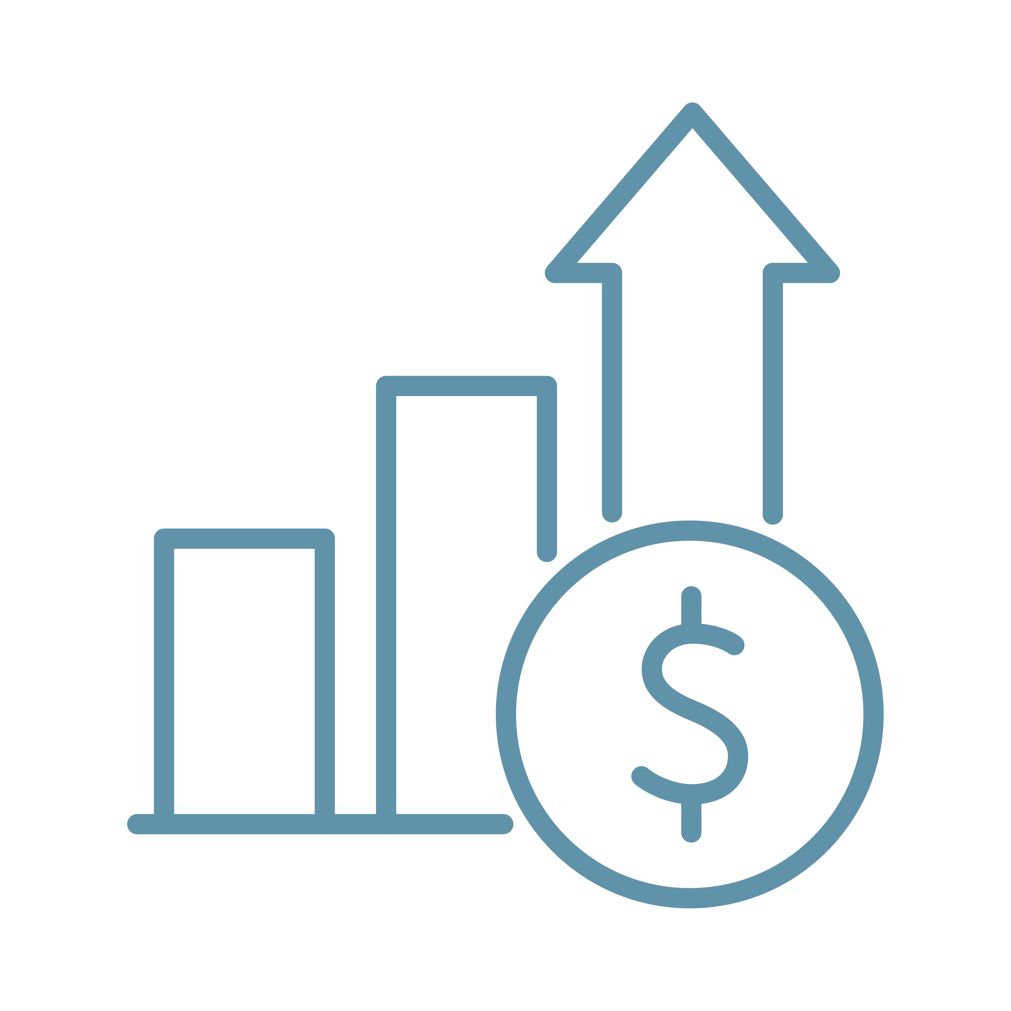 Line art illustration of a graph showing financial growth, brought about by a professional tax accountant.